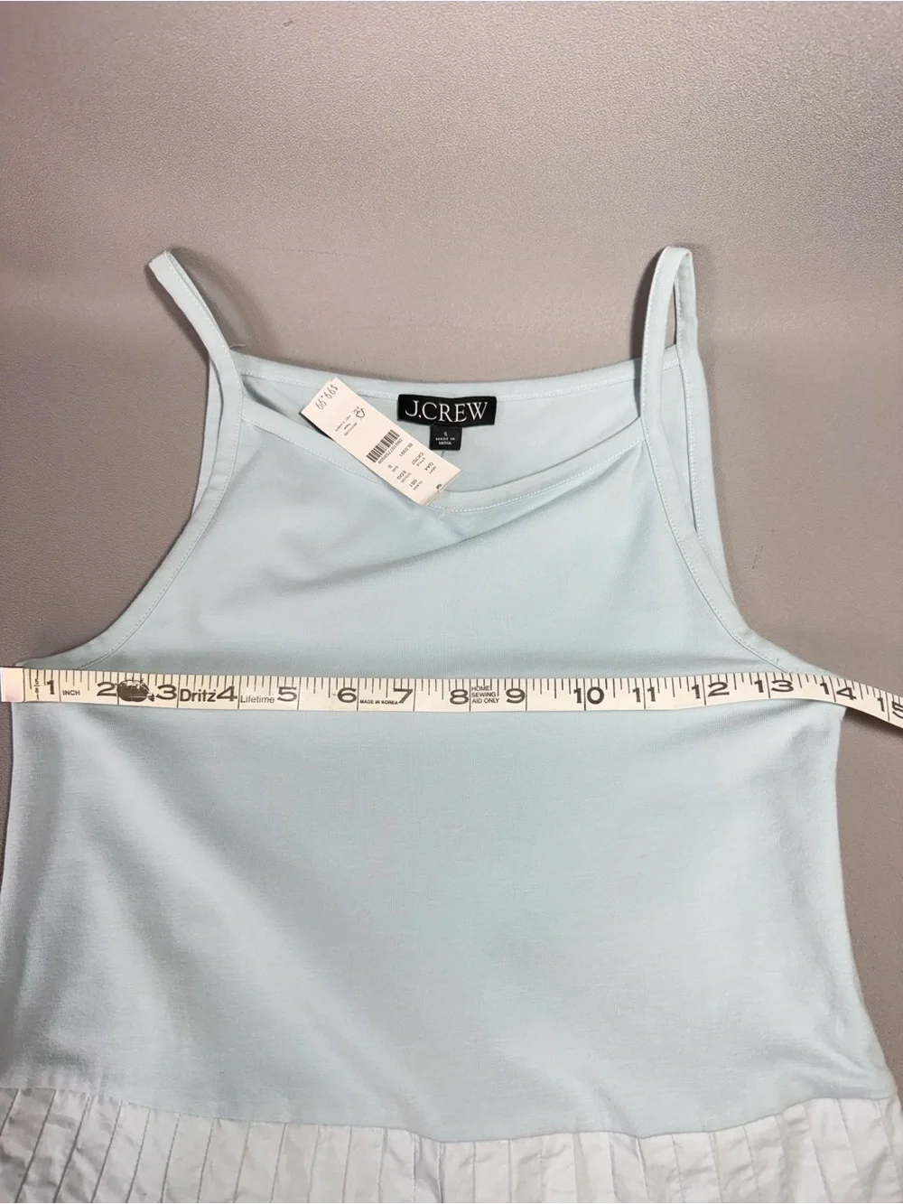 J. Crew Light Blue Pintuck Mixy Drop-Waist Sleeveless Dress